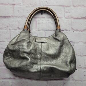 Kate Spade Silver Metallic Glittery Handbag Purse‎ Satchel Leather Shoulder